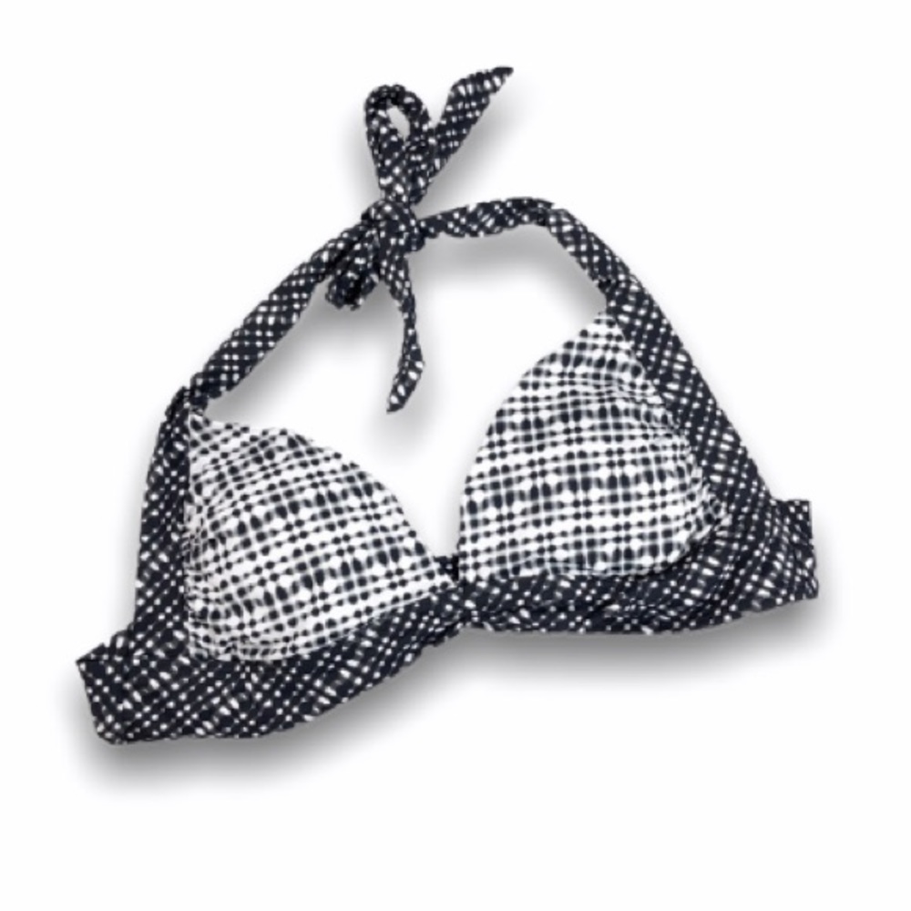 Athleta Triangle Bikini Top White Black Print